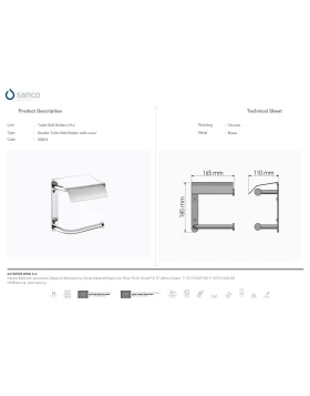 Χαρτοθήκη Διπλή με Καπάκι | Sanco Toilet Roll Holders Pro