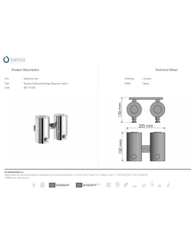 Dispenser Υγρού Σαπουνιού Διπλό | Sanco Metallic Bathroom Set