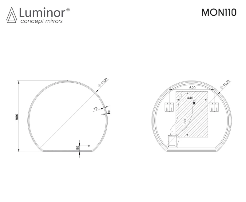Καθρέπτης με Led Φωτισμό | Luminor Moon 110