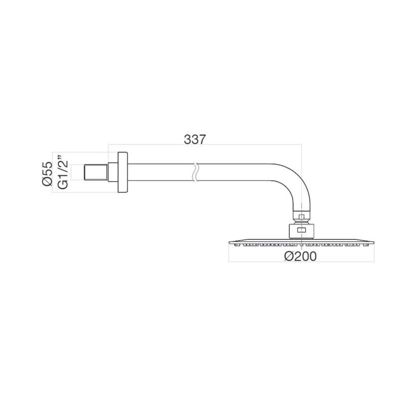 Κεφαλή Ντους Ultra Thin Inox Φ200 mm Με Ορειχάλκινο Βραχίονα | Fiore
