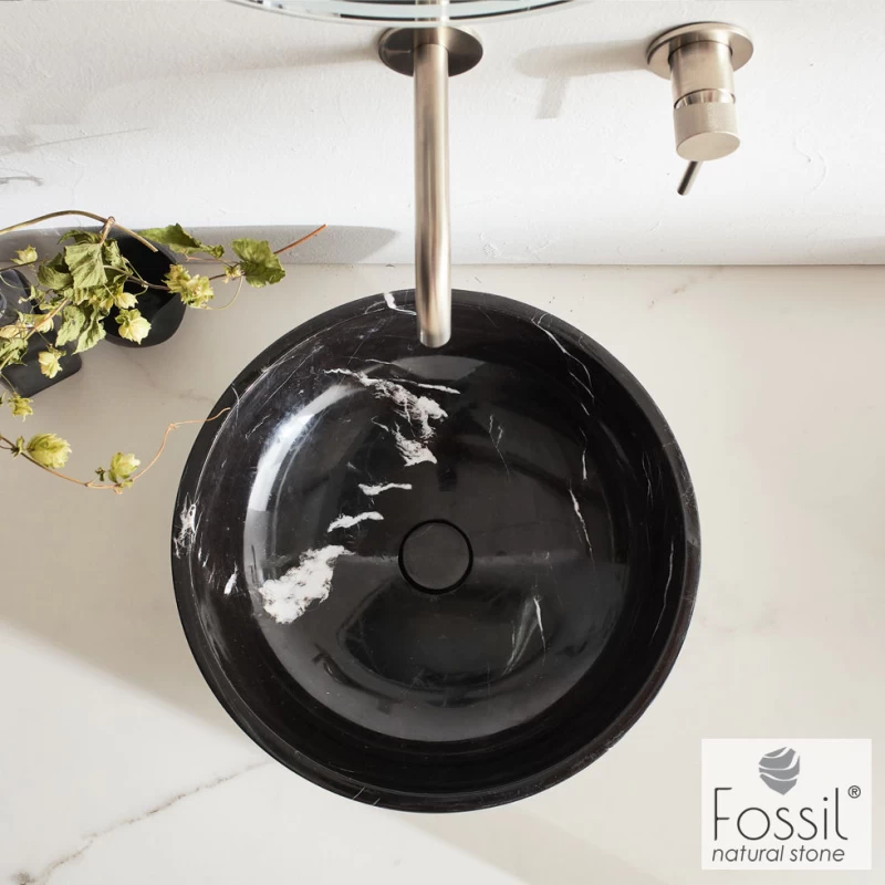Νιπτήρας Επικαθήμενος | Fossil Molo Marble Marquina Nero