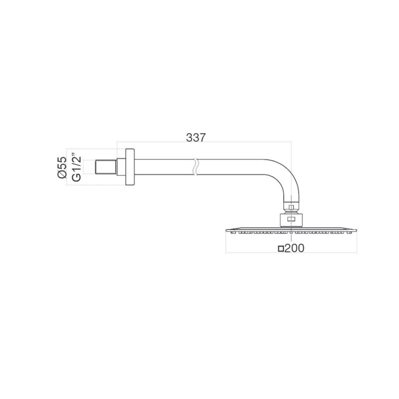 Κεφαλή Ντους Ultra Thin Inox 20 x 20 cm mm Με Ορειχάλκινο Βραχίονα | Fiore