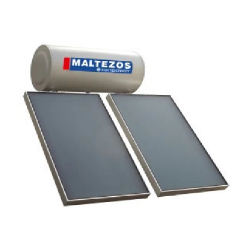 Ηλιακός Θερμοσίφωνας Glass (Εμαγιέ) 300 lt Διπλής Ενέργειας με 2 Επιλεκτικούς Συλλέκτες Sac | Maltezos Sunpower