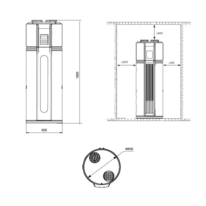 Boiler με Αντλία Θερμότητας Μονοφασική 300 lt Διπλής Ενέργειας | Midea Cylinder Combo Type
