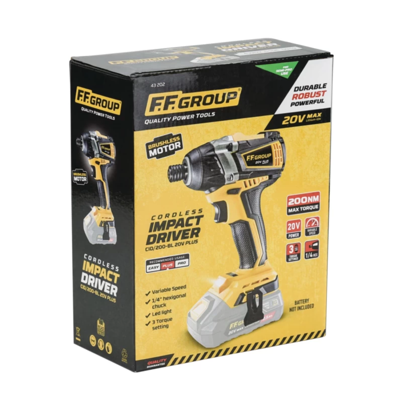 Παλμικό Κατσαβίδι Μπαταρίας Brushless (Solo) | F.F. Group CΙD/200-BL 20V PLUS