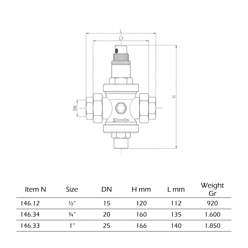 Μειωτής Πίεσης 1/2'' | Malgorani Eurobrass 146 F.F. PN25