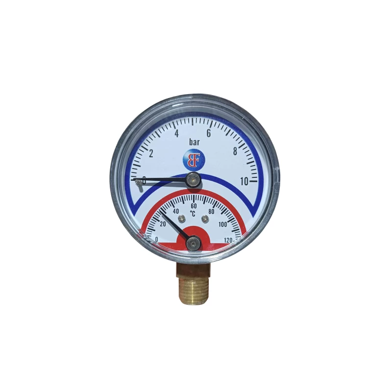 Θερμομανόμετρο Όρθιο (0-10 Bar - 0-120°C) | Brass Form